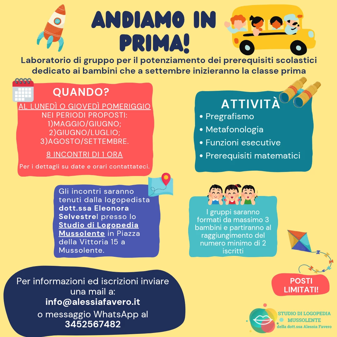 Locandina del progetto Andiamo in prima! per il potenziamento dei prerequisiti scolastici
